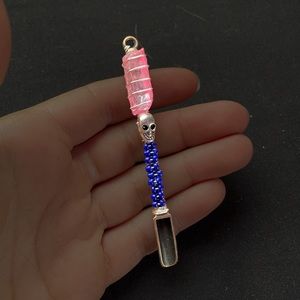 Handmade Pink Crystal Snuff Spoon